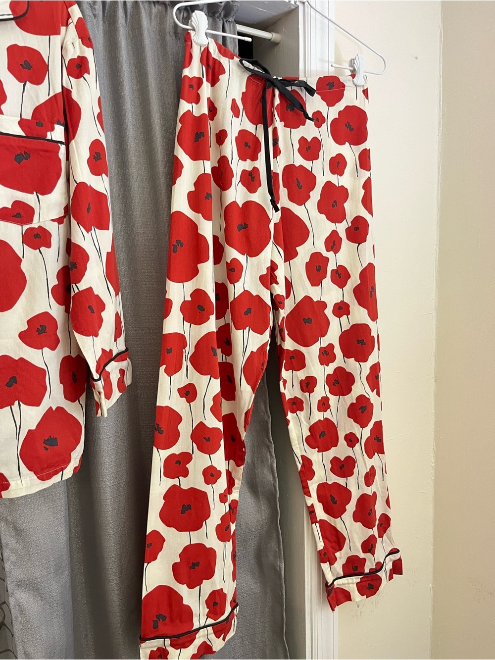 Bed Head Red Poppy Print Pajama Set S Cotton USA - Picture 2 of 6